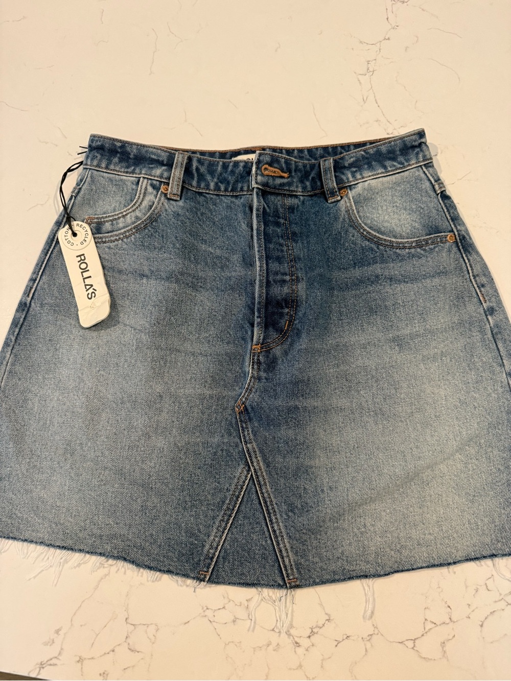 ROLLA'S Light Blue Denim Mini Skirt with Front V-Slit Size 28